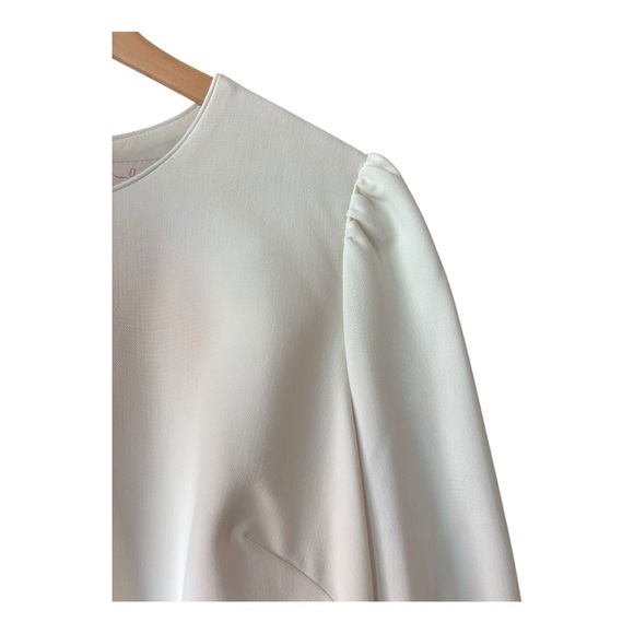 Gal Meets Glam Collection Tallulah Dress Ivory Puff Sleeve Pearl Size 20 - Picture 2 of 10